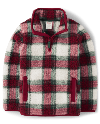 Boys Long Sleeve Plaid Sherpa Pullover - Christmas Cabin | Gymboree ...