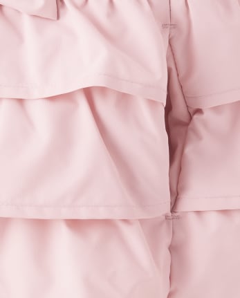 Girls Ruffle Bow Puffer Jacket - Sugar Plum Fairy
