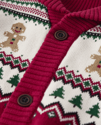 Mens Matching Family Gingerbread Fairisle Cardigan - Christmas Cabin