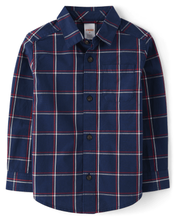 Chemise boutonnée en popeline à carreaux pour garçon - Parisian Chic