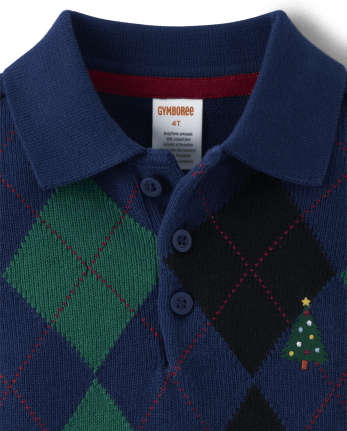 Polo pull en Intarsia Argyle pour garçons - Casse-Noisette