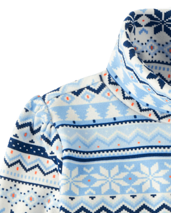 Col roulé en jacquard flocon de neige Fille