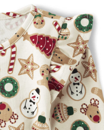 Girls Christmas Cookies Ruffle Dress - Christmas Cabin