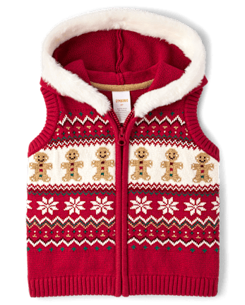 Girls Intarsia Gingerbread Fairisle Sweater Vest - Holiday Express