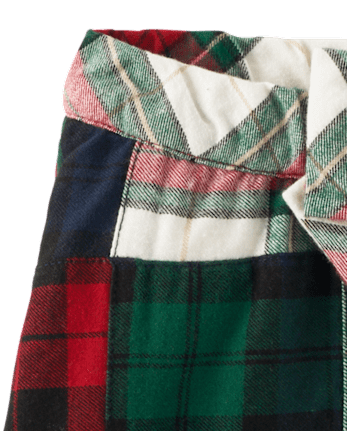 Girls Patch Plaid Flannel Skort - Christmas Cabin