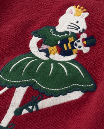 Girls Intarsia Ballerina Cat Sweater - Nutcracker