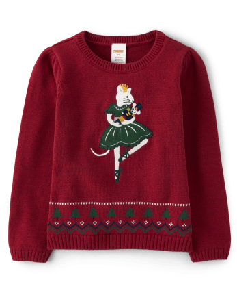 Girls Intarsia Ballerina Cat Sweater - Nutcracker