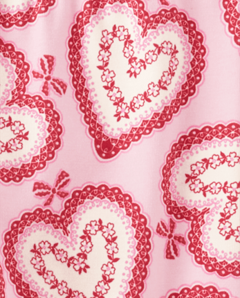 Girls Lace Heart Leggings - Valentine Cutie