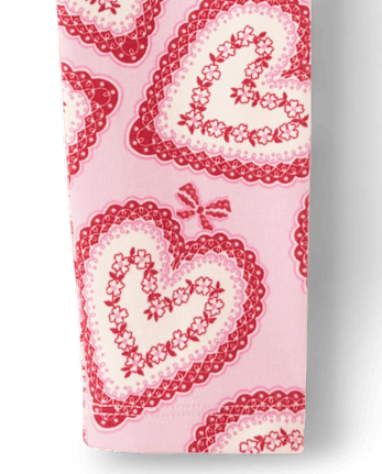 Girls Lace Heart Leggings - Valentine Cutie