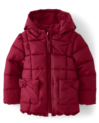 Girls Long Sleeve Puffer Jacket - Christmas Cabin | Gymboree - SALSA
