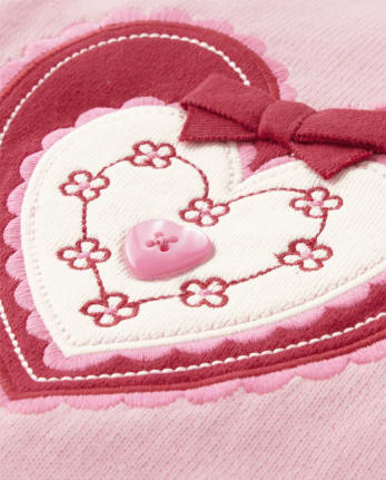 Girls Lace Heart Sweater - Valentine Cutie