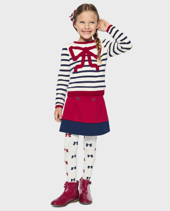 Girls Bow Tights - Parisian Chic