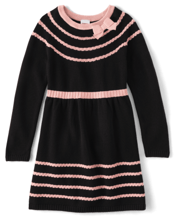 Vestido estilo suéter con lazo en contraste para niñas - Damas y caballeros