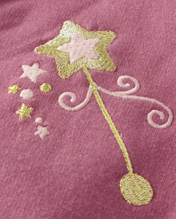 Girls Embroidered Magic Wand Fleece Zip-Up Hoodie - Sugar Plum Fairy