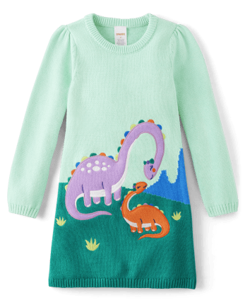Girls Dino Sweater Dress - Dino Friends