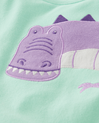 Girls Embroidered Dino Top - Dino Friends