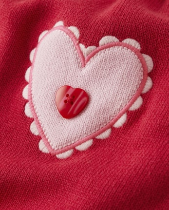 Girls Contrast Heart Sweater Dress - Valentine Cutie