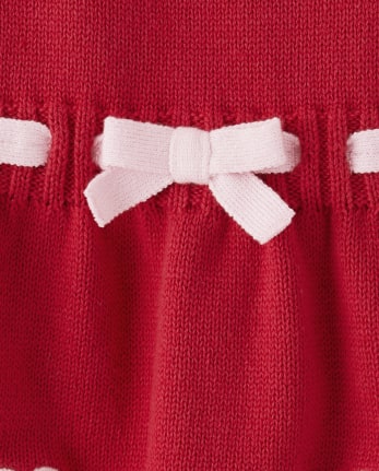 Girls Contrast Heart Sweater Dress - Valentine Cutie