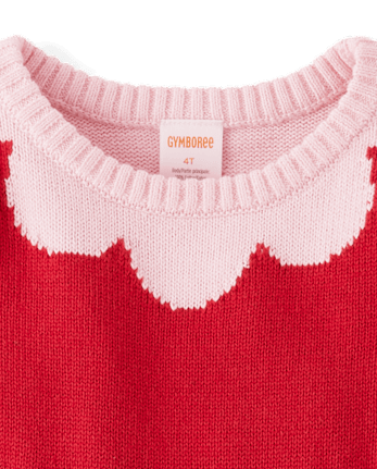 Girls Contrast Heart Sweater Dress - Mini Valentine