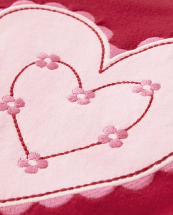 Girls Heart Ruffle Sweatshirt - Valentine Cutie