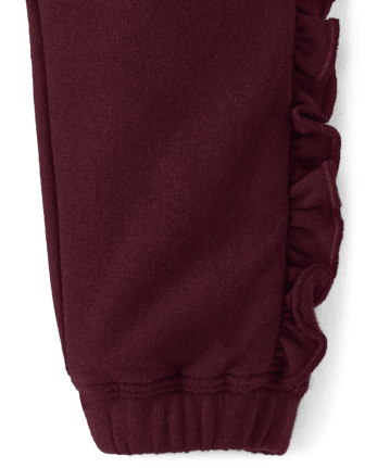 Girls Embroidered Horse Fleece Jogger Pants - Rustic Ranch