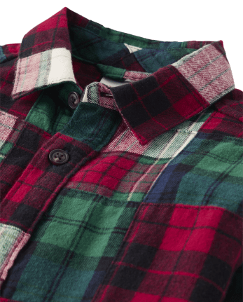 Chemise à carreaux avec patch pour garçon - Cabane de Noël