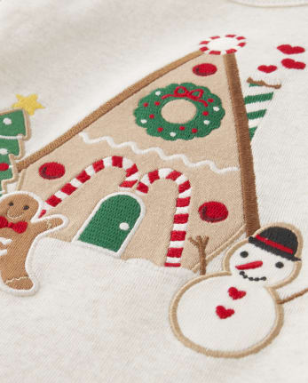 Haut Maison en Pain d'Épices Brodé Fille - Cabane de Noël