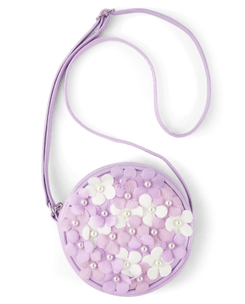 Girls Floral Round Crossbody Bag - Lovely Lavender