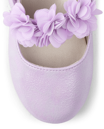 Girls Floral Ballet Flats - Lovely Lavender