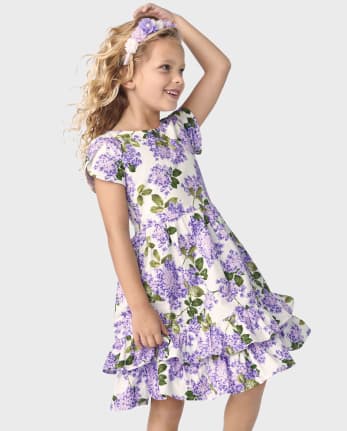 Girls Mommy And Me Lilac Poplin Tiered Dress - Lovely Lavender