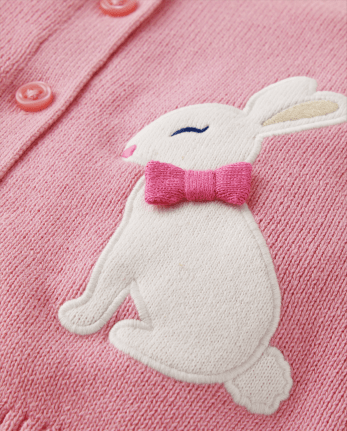 Girls Embroidered Bunny Cardigan - Spring Celebrations