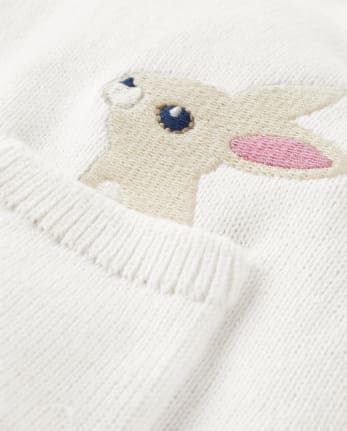 Girls Embroidered Bunny Carrot Cardigan - Spring Celebrations