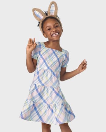 Kids Plaid Bunny Ears Headband - Spring Celebrations