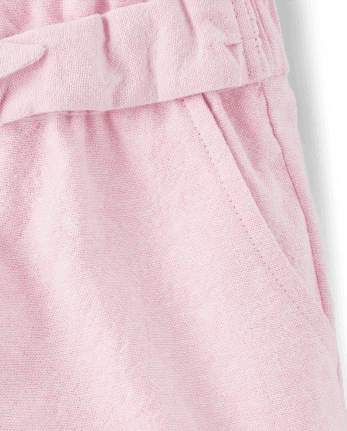 Girls Linen-Blend Tie Front Shorts