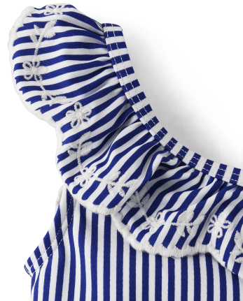 Girls Striped Ruffle One Piece Swimsuit - Splish-Splash