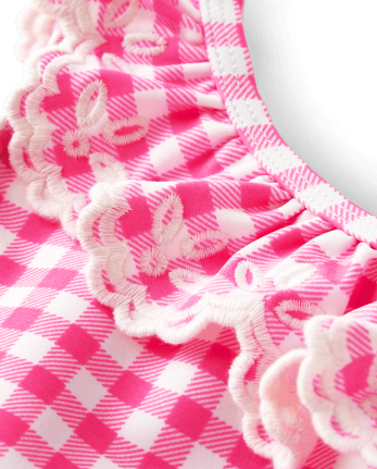 Girls Gingham Ruffle One Piece Swimsuit - Splish-Splash