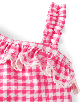 Girls Gingham Ruffle One Piece Swimsuit - Splish-Splash