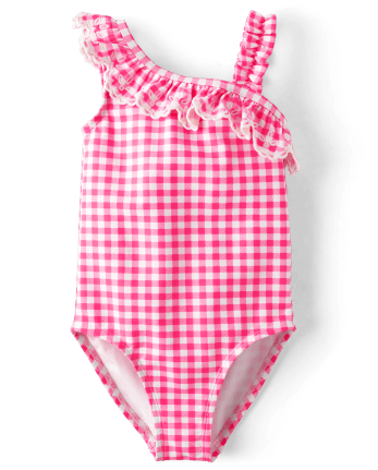 Girls Gingham Ruffle One Piece Swimsuit - Splish-Splash