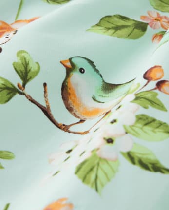 Falda-pantalón de popelín con lazo floral y pájaro para niña - Signs of Spring