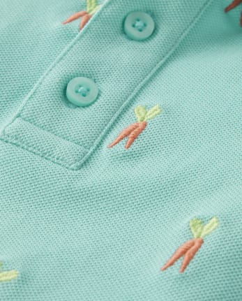 Boys Embroidered Carrot Pique Polo - Garden Party