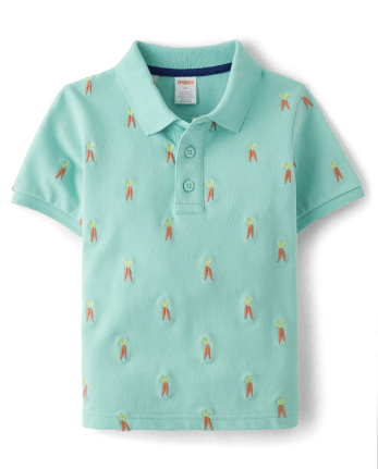 Boys Embroidered Carrot Pique Polo - Garden Party