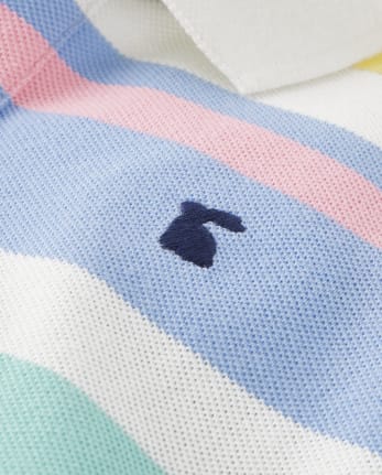 Boys Rainbow Striped Pique Polo - Spring Celebrations