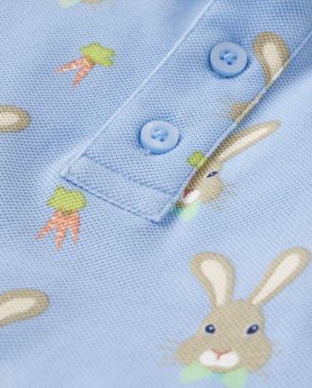 Polo de piqué con diseño de zanahoria y conejitos para niños - Celebraciones de primavera