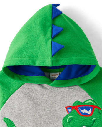 Boys Embroidered Dino Fleece Hoodie - Birthday Boutique