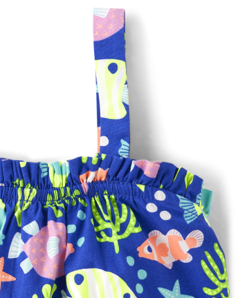 Girls Fish Ruffle Dress - Splish-Splash