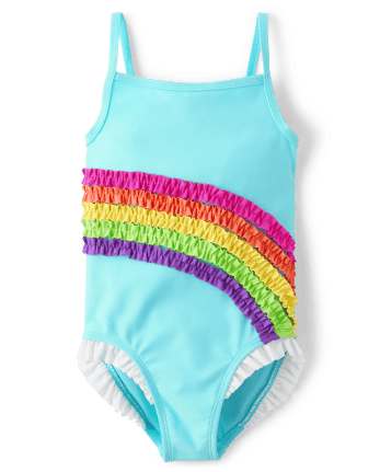 Girls Ruffle Rainbow One Piece Swimsuit - Splish-Splash