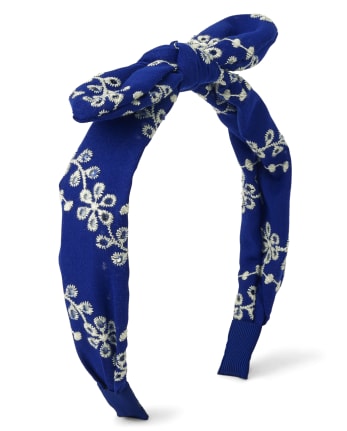 Girls Eyelet Bow Headband - Blue Belle