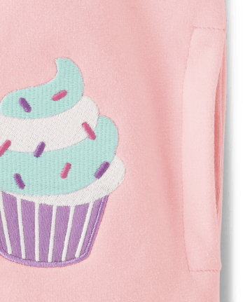 Girls Embroidered Cupcake Fleece Zip Up Hoodie - Birthday Boutique