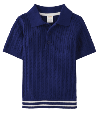Boys Short Sleeve Cable Knit Polo - Bon Voyage | Gymboree - DOWNPOUR