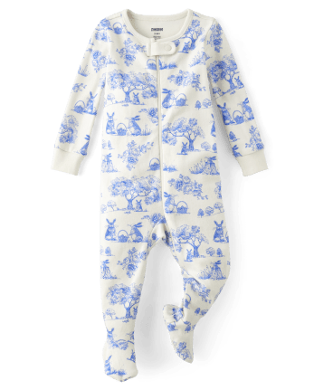 Unisex Baby Mommy And Me Long Sleeve Bunny Print Snug Fit Cotton Footed One  Piece Pajamas - Gymmies
